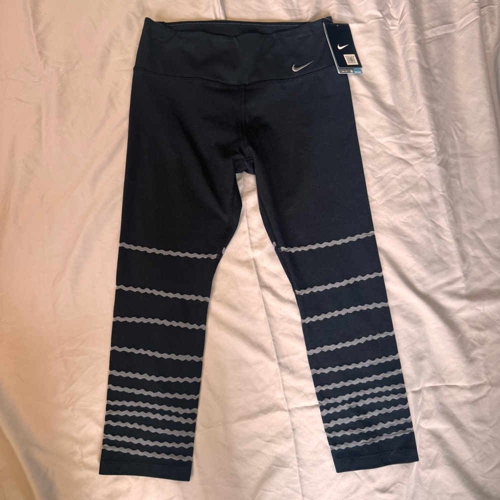 Nike Women’s Black Leggings with Gray Stripes